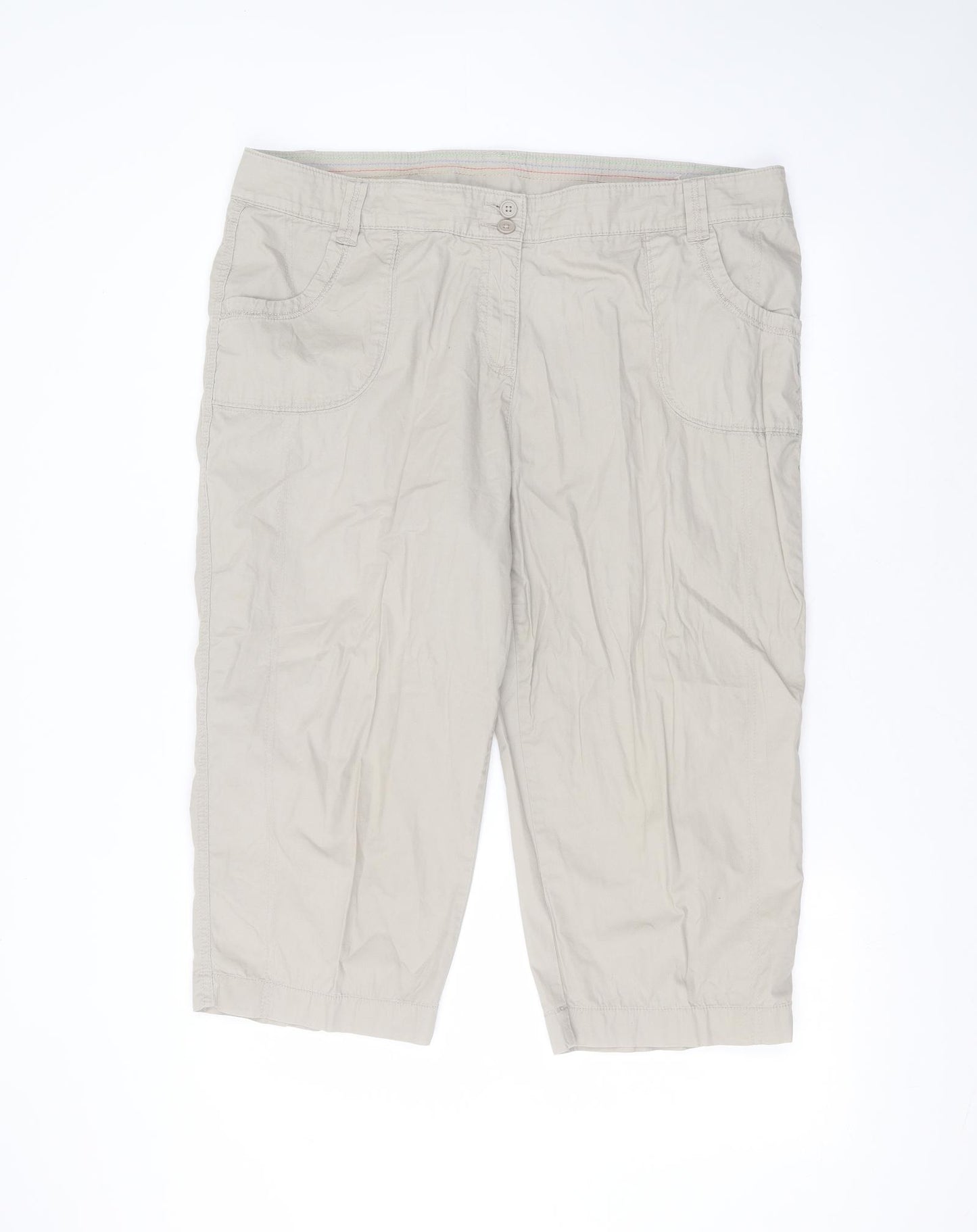 Marks and Spencer Mens Brown  Cotton Cropped Trousers Size 20 L21 in Regular