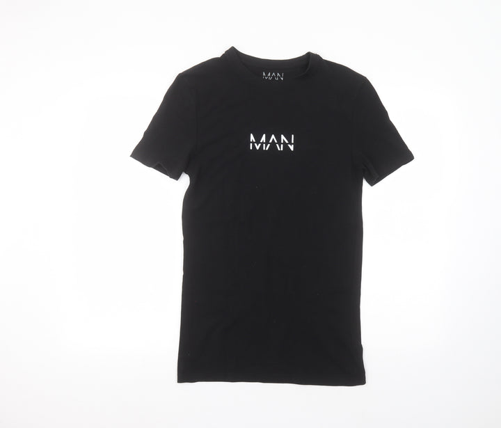 Boohoo Womens Black  Cotton Basic T-Shirt Size XS Round Neck