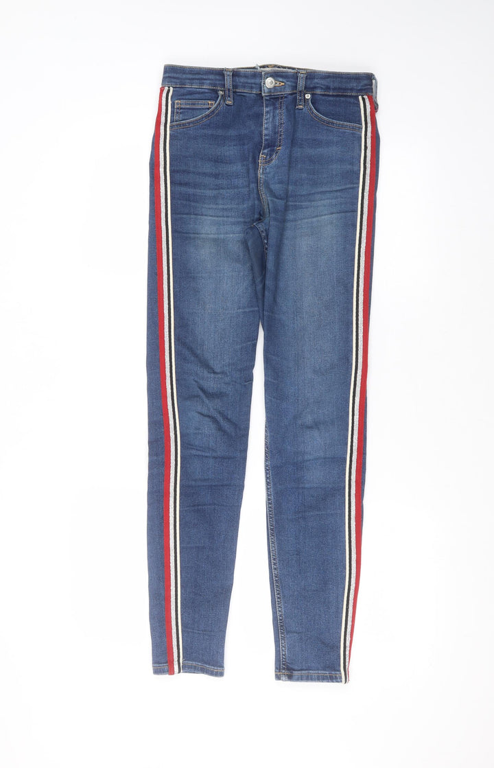 Topshop Mens Blue Cotton Skinny Jeans Size 28 in L34 in Regular