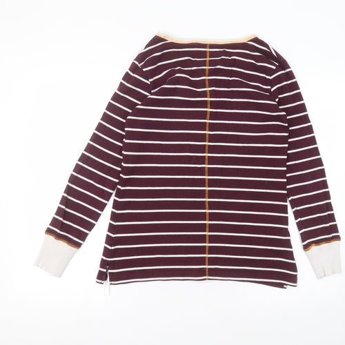 Peaches & Dreams Womens Purple Striped Cotton Basic T-Shirt Size M Round Neck