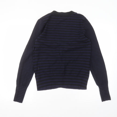 Gap Mens Black V-Neck Striped Cotton Cardigan Jumper Size M