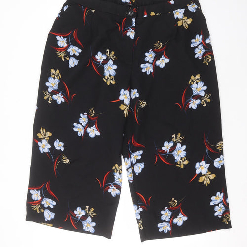 George Womens Black Floral Polyester Cropped Trousers Size 24 L20 in Regular