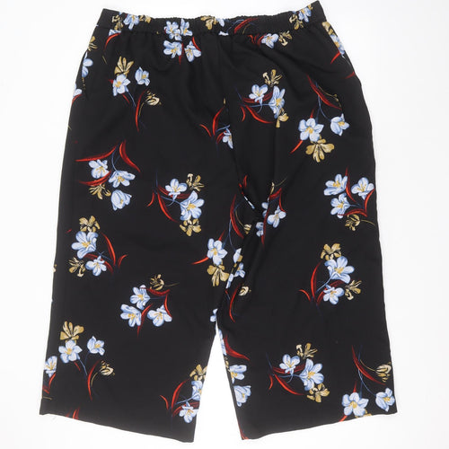 George Womens Black Floral Polyester Cropped Trousers Size 24 L20 in Regular