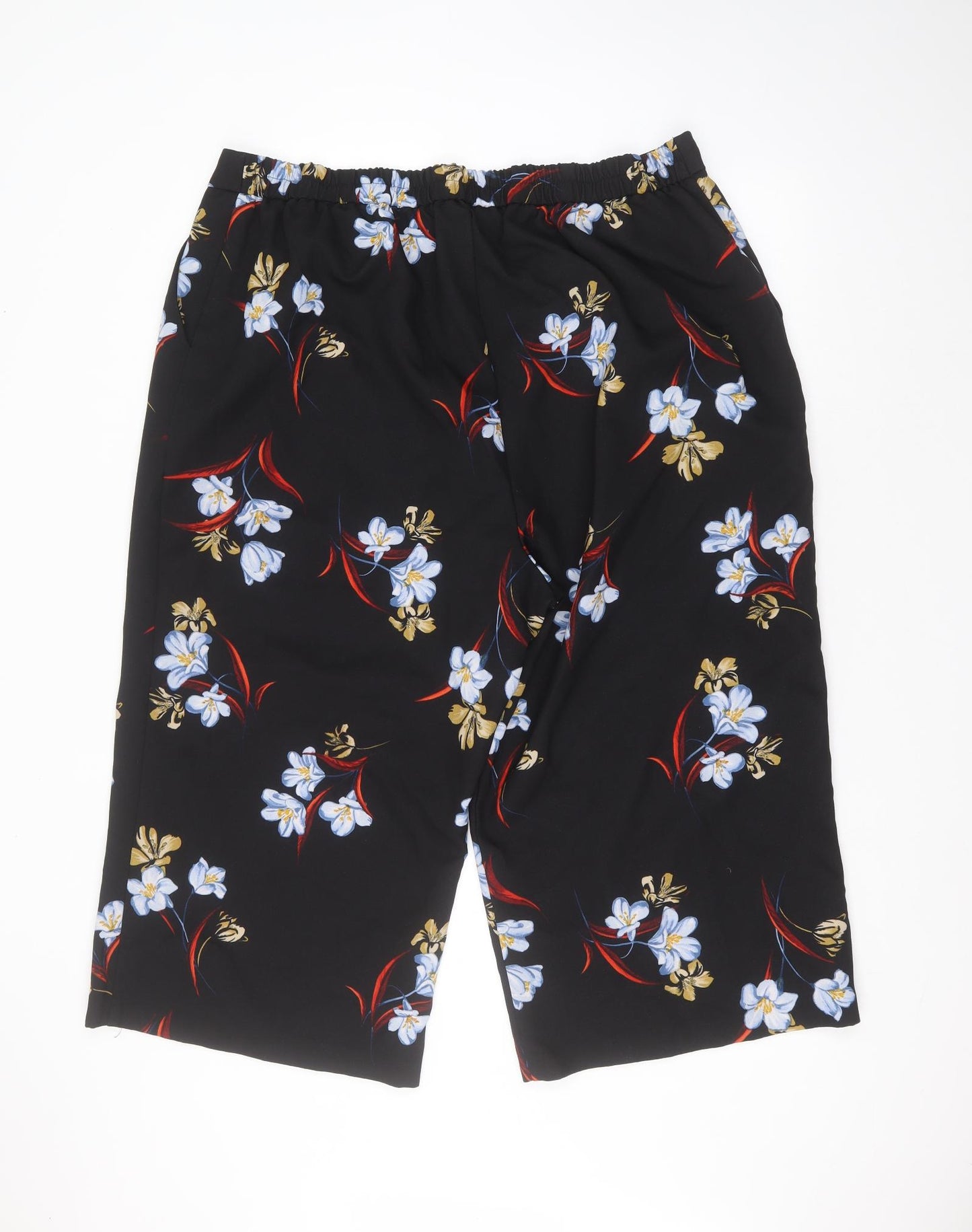 George Womens Black Floral Polyester Cropped Trousers Size 24 L20 in Regular
