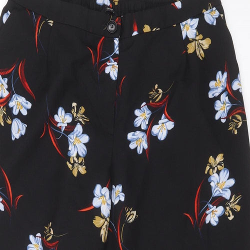 George Womens Black Floral Polyester Cropped Trousers Size 24 L20 in Regular