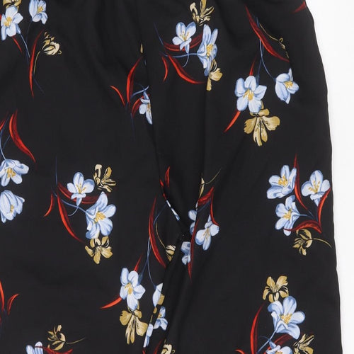 George Womens Black Floral Polyester Cropped Trousers Size 24 L20 in Regular