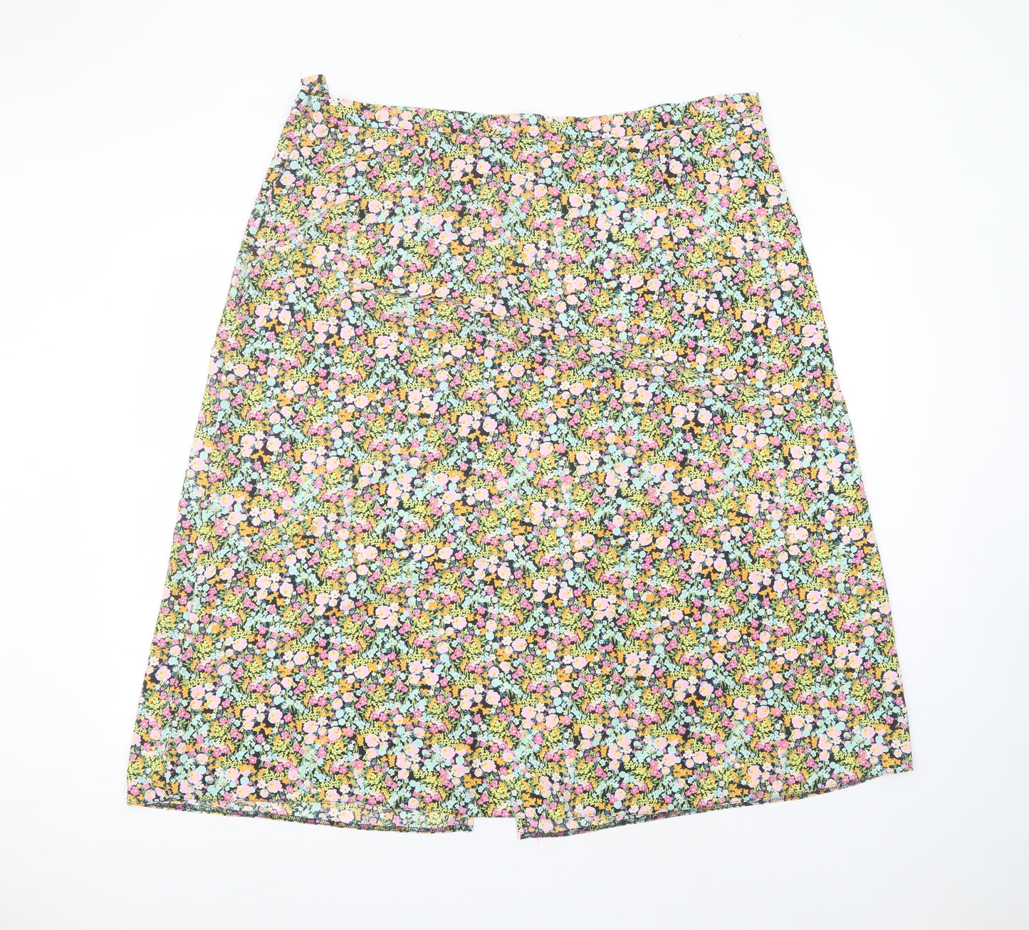 George Womens Black Floral Polyester A-Line Skirt Size 22  Regular