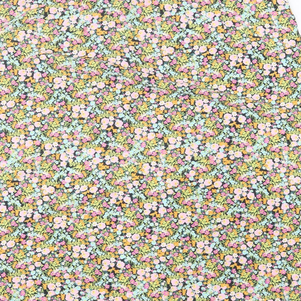 George Womens Black Floral Polyester A-Line Skirt Size 22  Regular