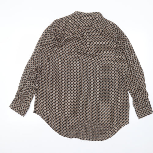 H&M Womens Black  Polyester Basic Button-Up Size 12 Round Neck