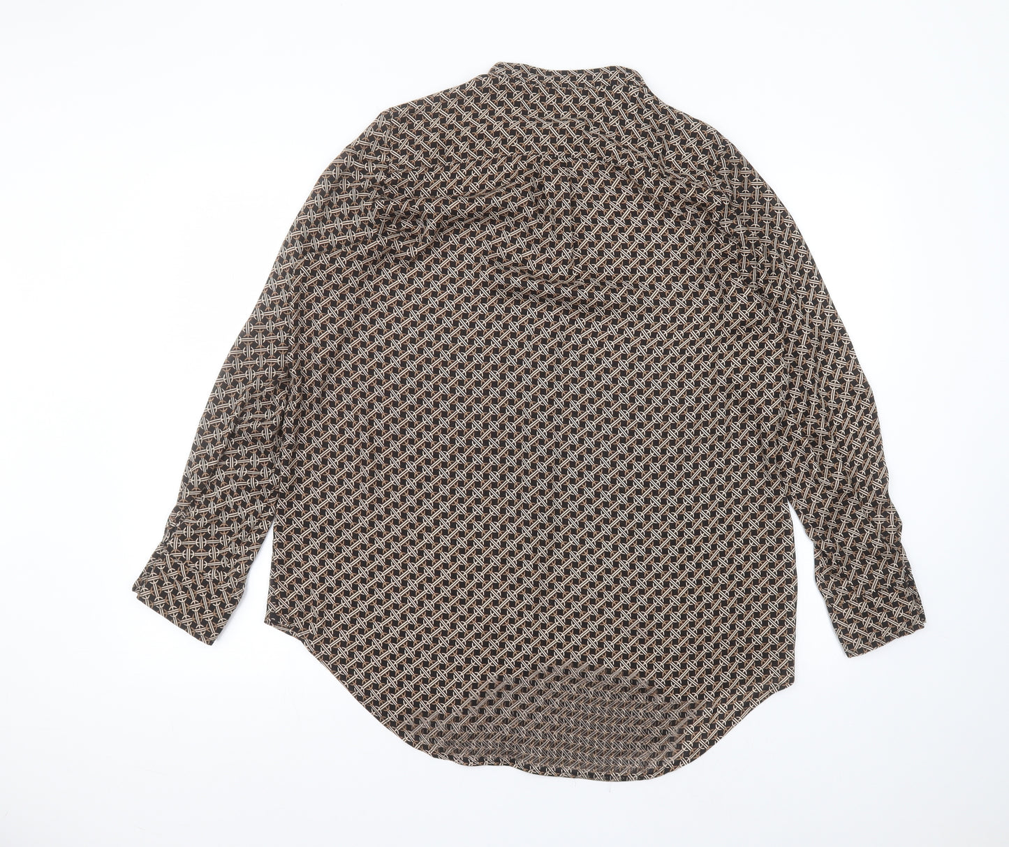 H&M Womens Black  Polyester Basic Button-Up Size 12 Round Neck