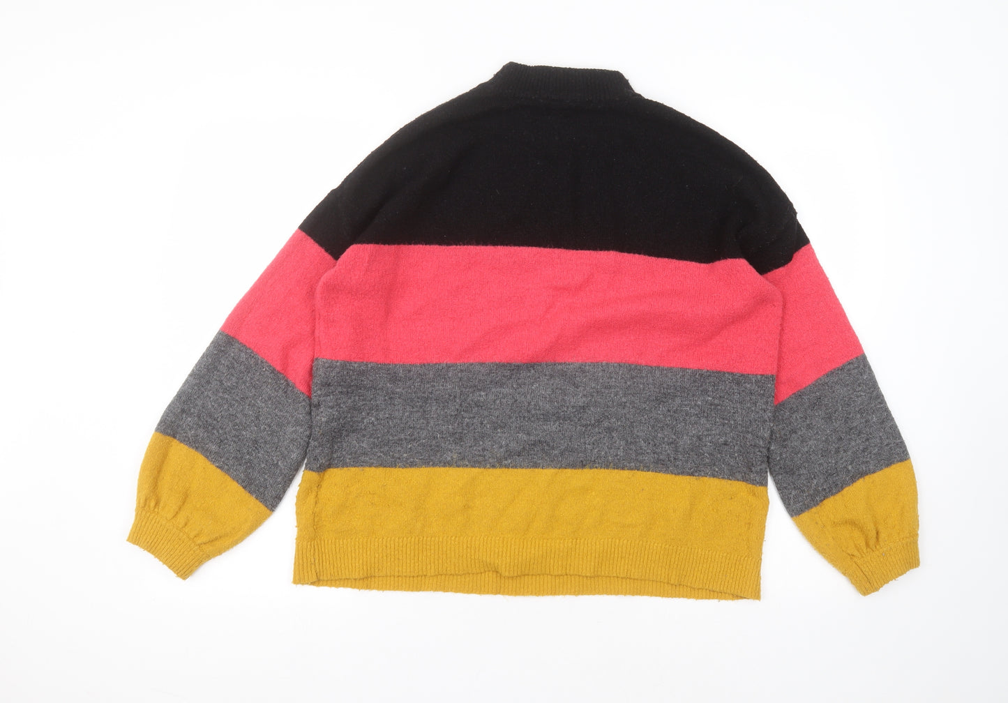 Matalan Womens Multicoloured Round Neck Striped Acrylic Pullover Jumper Size S