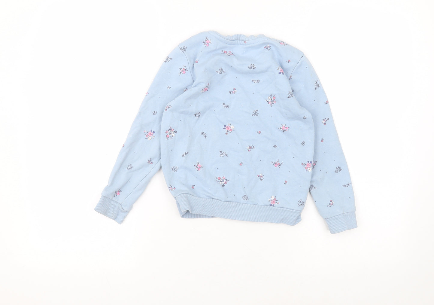 George Girls Blue Round Neck  Cotton Pullover Jumper Size 5-6 Years