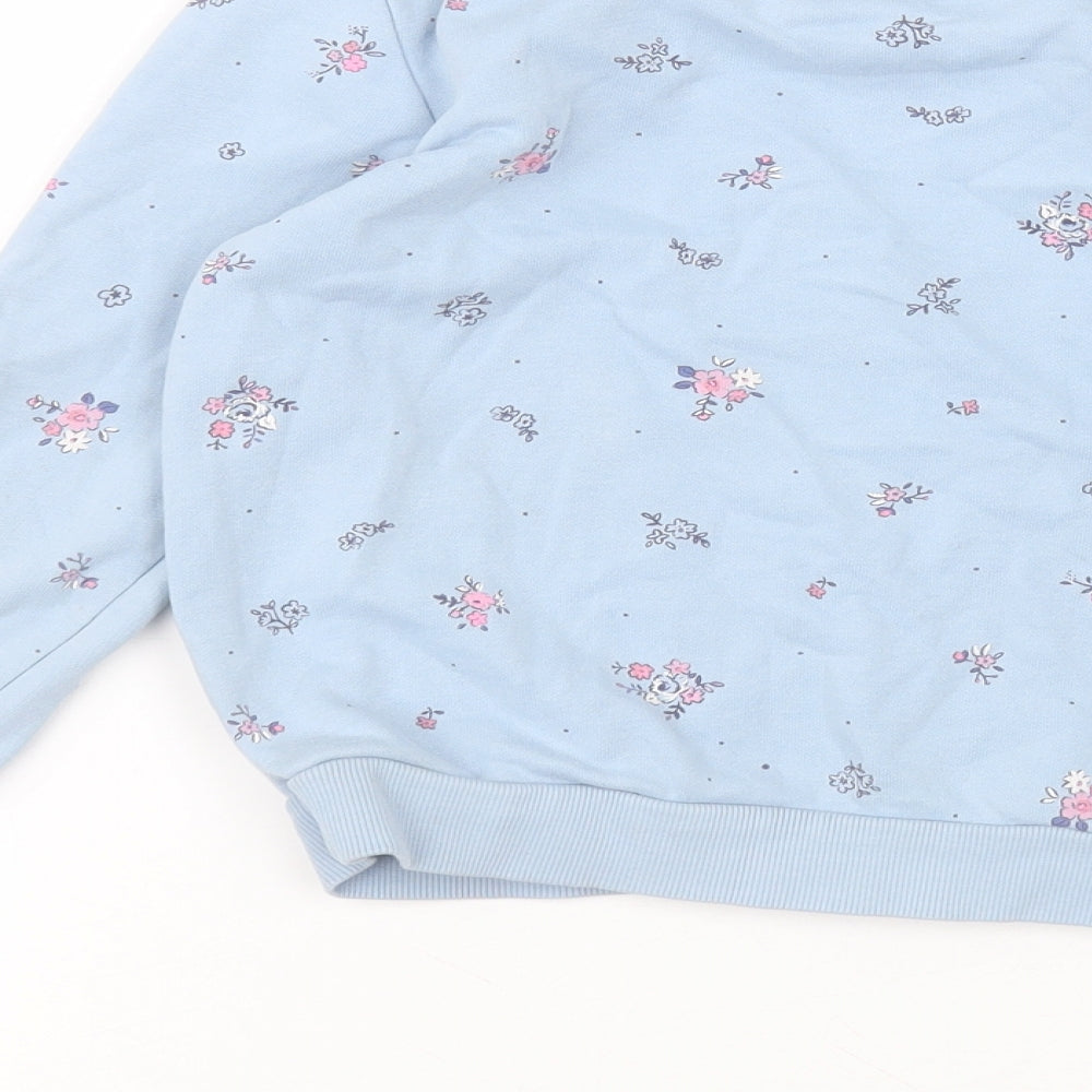 George Girls Blue Round Neck  Cotton Pullover Jumper Size 5-6 Years