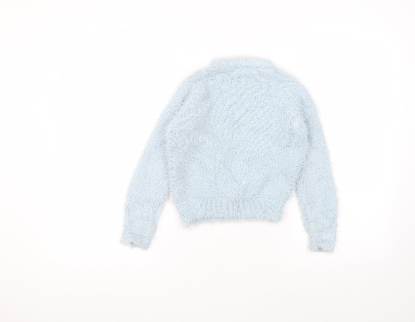 F&F Girls Blue Round Neck  Polyamide Pullover Jumper Size 5-6 Years   - unicorn