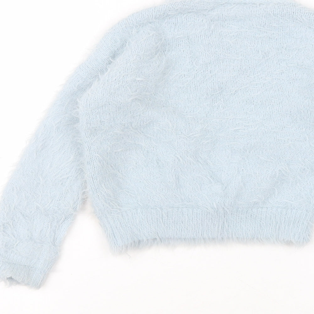 F&F Girls Blue Round Neck  Polyamide Pullover Jumper Size 5-6 Years   - unicorn