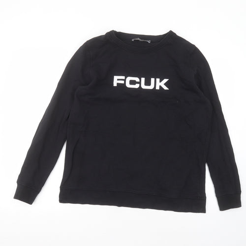 French Connection Womens Blue Round Neck  Cotton Pullover Jumper Size M