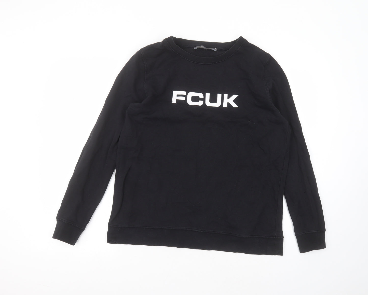 French Connection Womens Blue Round Neck  Cotton Pullover Jumper Size M