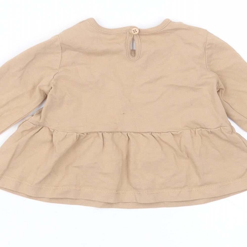 George Baby Brown  Cotton Basic T-Shirt Size 3-6 Months Round Neck