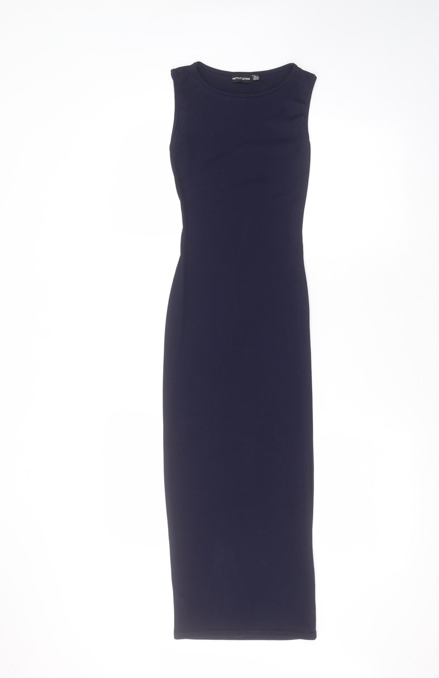 PRETTYLITTLETHING Womens Black  Polyester Pencil Dress  Size 4  Round Neck