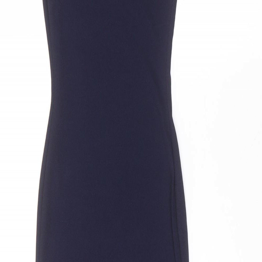 PRETTYLITTLETHING Womens Black  Polyester Pencil Dress  Size 4  Round Neck