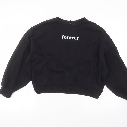 H&M Womens Black Round Neck  Polyester Pullover Jumper Size M