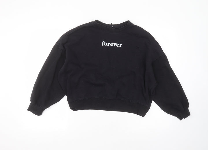 H&M Womens Black Round Neck Polyester Pullover Jumper Size M