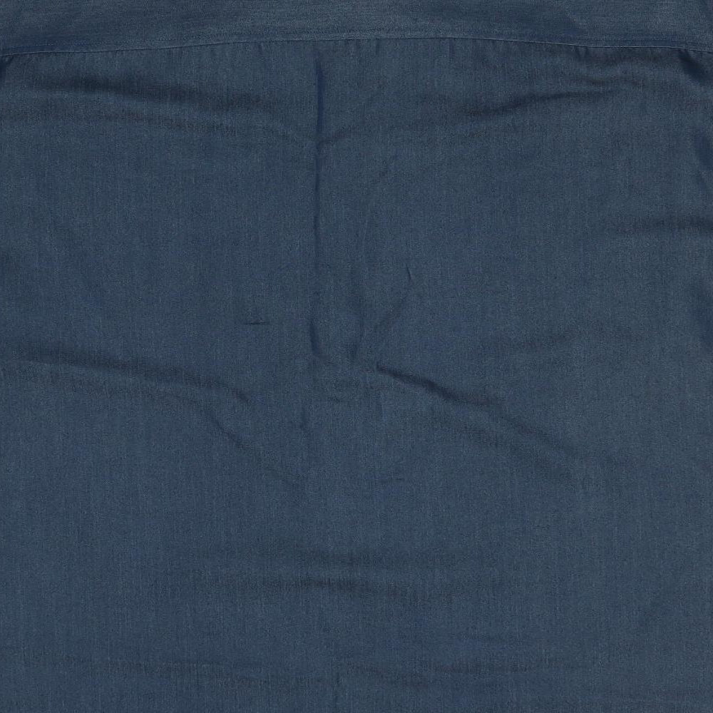 armando Mens Blue  Viscose  Button-Up Size L Collared