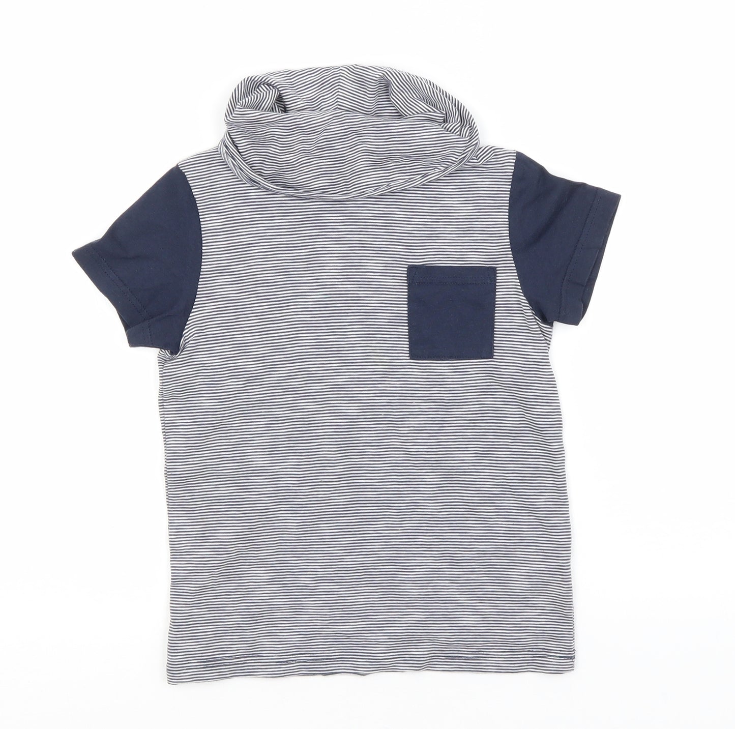 NEXT Boys Blue Striped Cotton Basic T-Shirt Size 4 Years Roll Neck