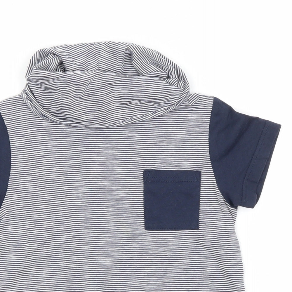 NEXT Boys Blue Striped Cotton Basic T-Shirt Size 4 Years Roll Neck