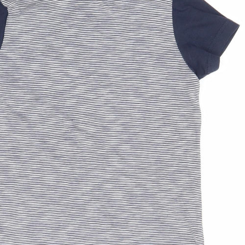 NEXT Boys Blue Striped Cotton Basic T-Shirt Size 4 Years Roll Neck