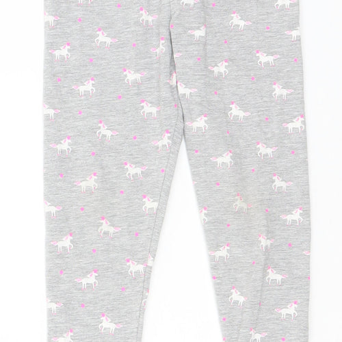 Primark Girls Grey Animal Print Cotton  Pyjama Pants Size 4-5 Years   - Unicorn