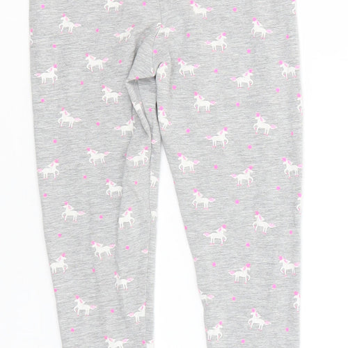 Primark Girls Grey Animal Print Cotton  Pyjama Pants Size 4-5 Years   - Unicorn