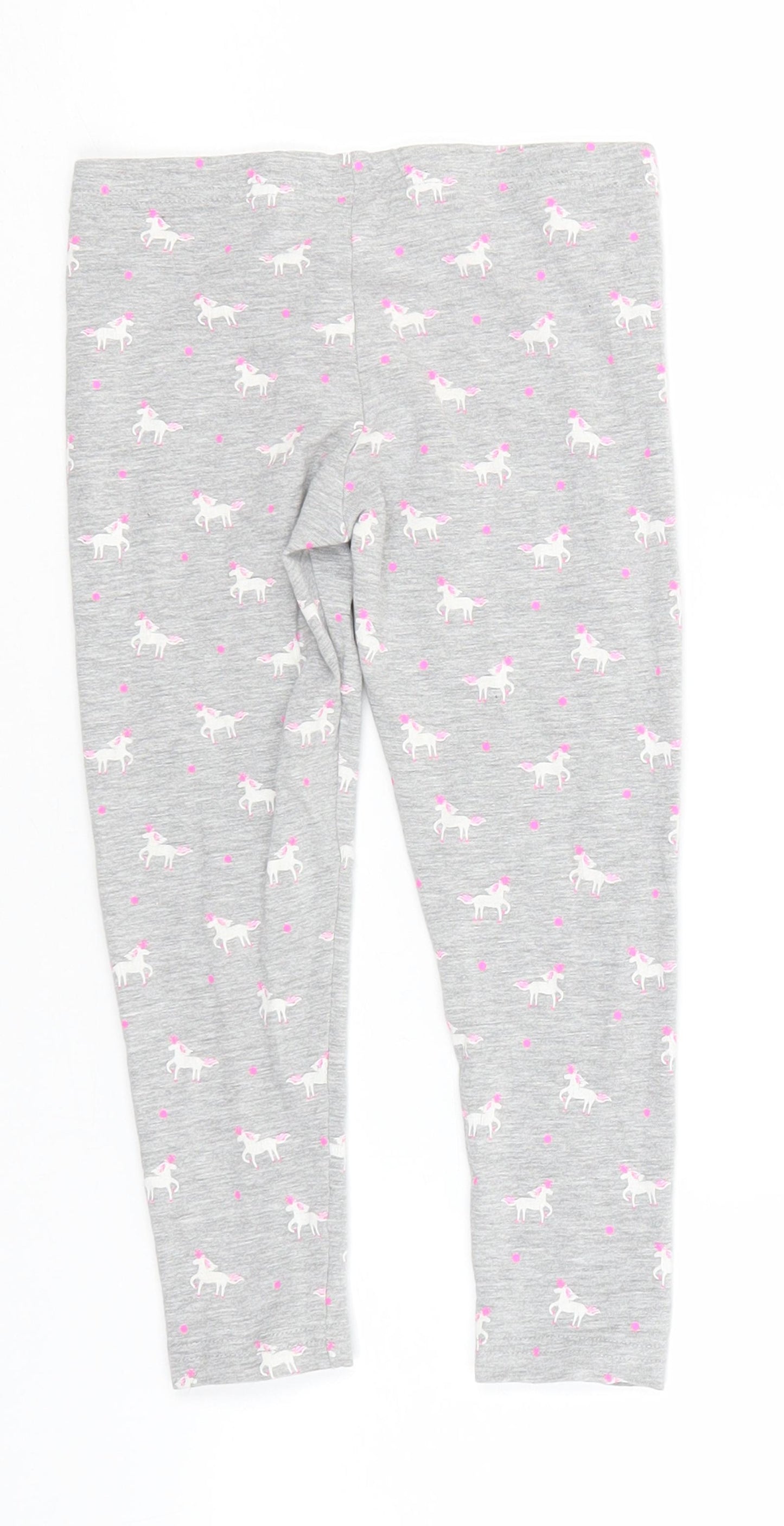 Primark Girls Grey Animal Print Cotton  Pyjama Pants Size 4-5 Years   - Unicorn