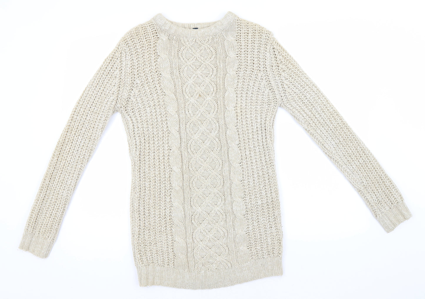 Blonde + Blonde Womens Beige Round Neck  Acrylic Pullover Jumper Size 8