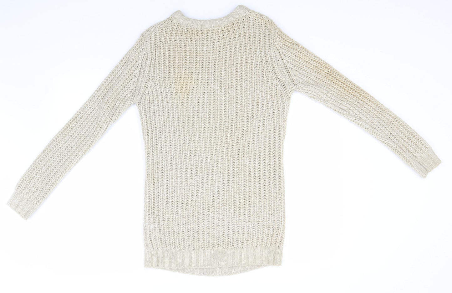 Blonde + Blonde Womens Beige Round Neck  Acrylic Pullover Jumper Size 8