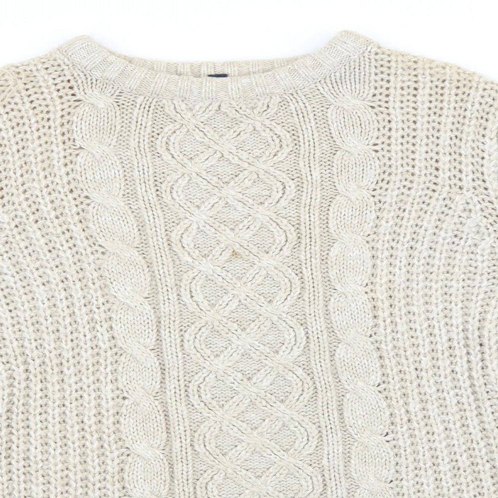Blonde + Blonde Womens Beige Round Neck  Acrylic Pullover Jumper Size 8