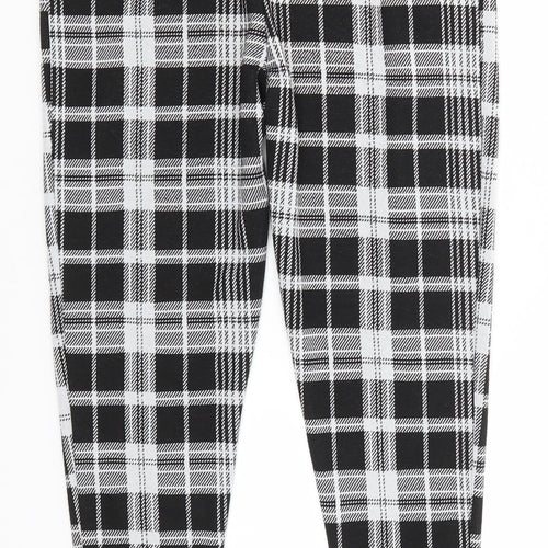 Quiz Womens Black Check Polyester Trousers  Size 8 L26 in Regular