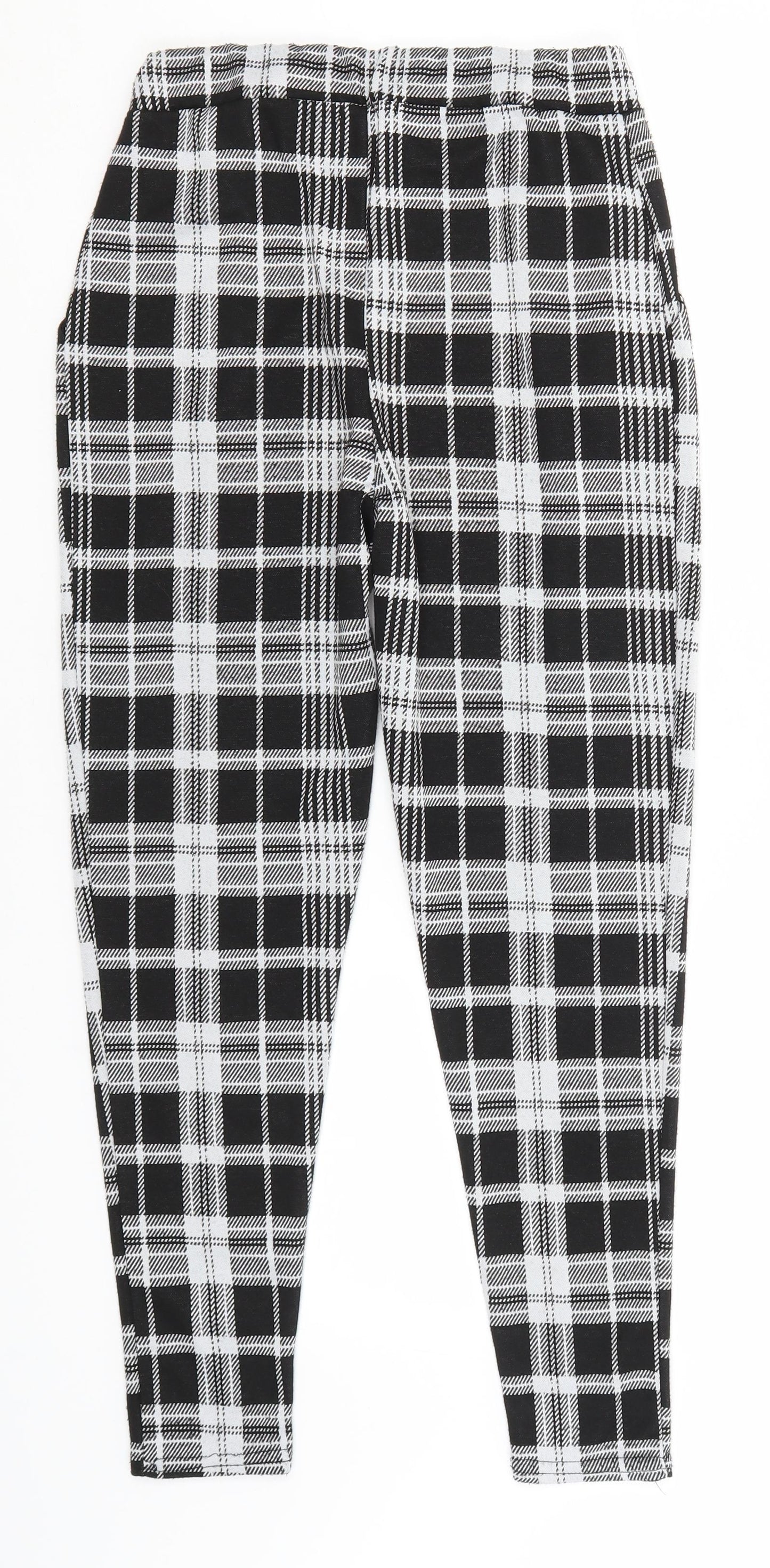 Quiz Womens Black Check Polyester Trousers  Size 8 L26 in Regular