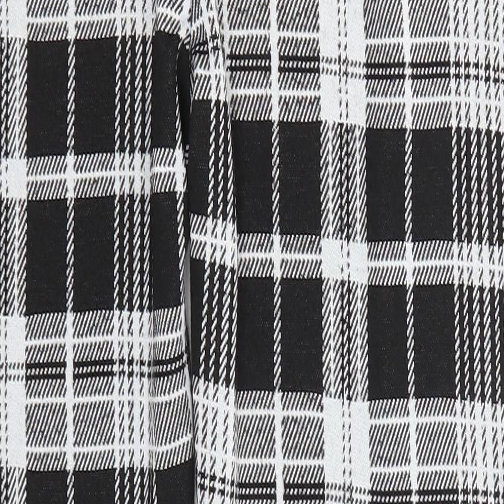 Quiz Womens Black Check Polyester Trousers  Size 8 L26 in Regular