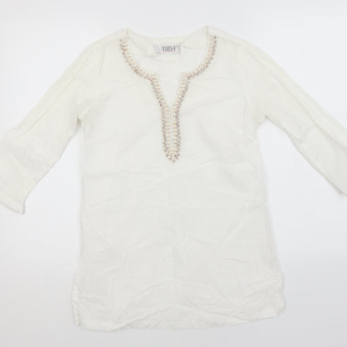 BiBA Womens White   Basic Blouse Size 6 Round Neck