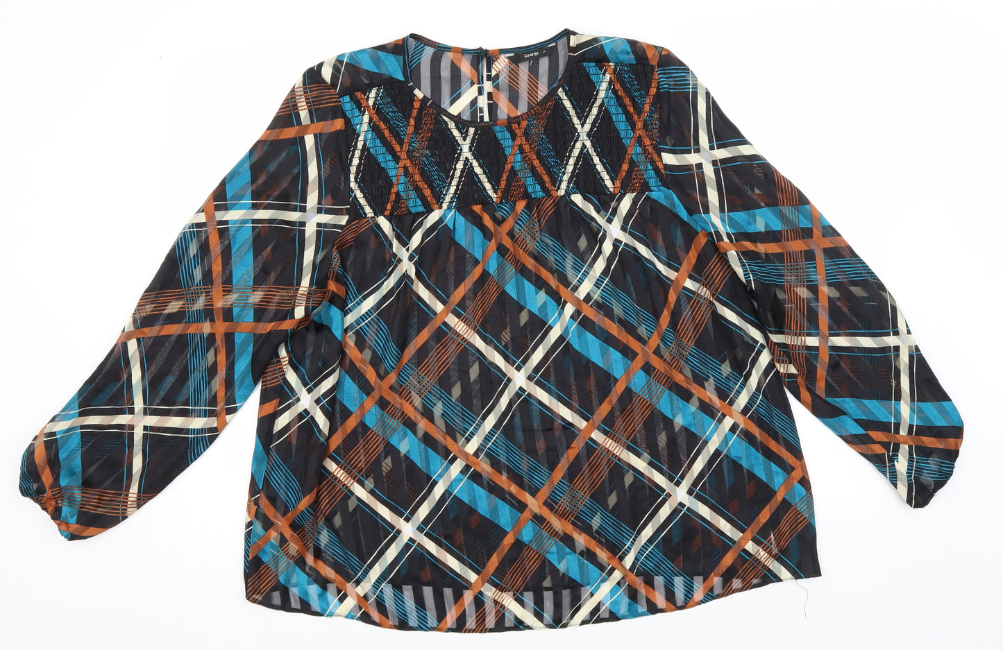 George Womens Multicoloured Striped Polyester Basic Blouse Size 16 Round Neck