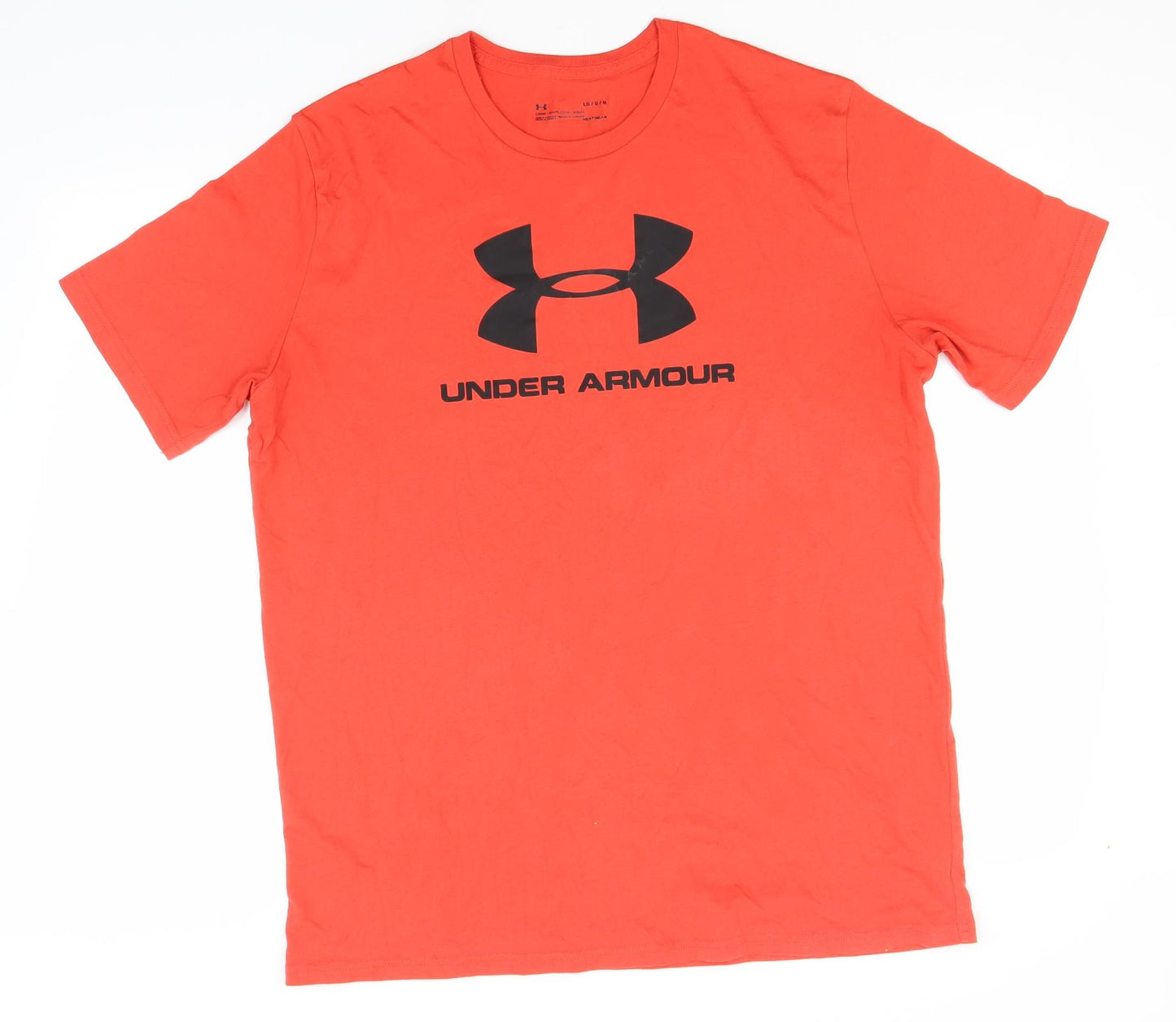 Under armour Mens Orange  Cotton  T-Shirt Size L Round Neck