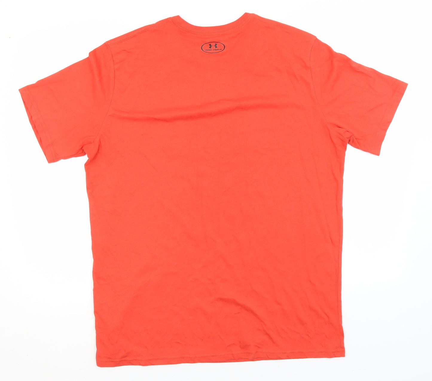 Under armour Mens Orange  Cotton  T-Shirt Size L Round Neck