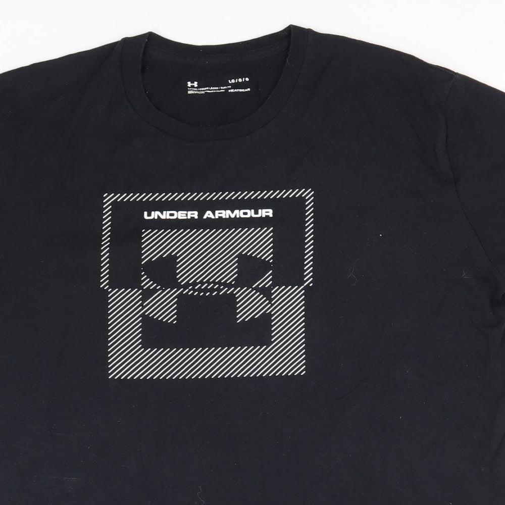 Under armour Mens Black  Cotton  T-Shirt Size L Roll Neck