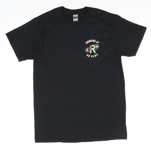 Gildan Mens Black  Cotton  T-Shirt Size M Round Neck