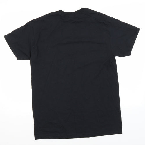 Gildan Mens Black  Cotton  T-Shirt Size M Round Neck
