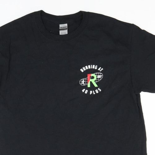 Gildan Mens Black  Cotton  T-Shirt Size M Round Neck