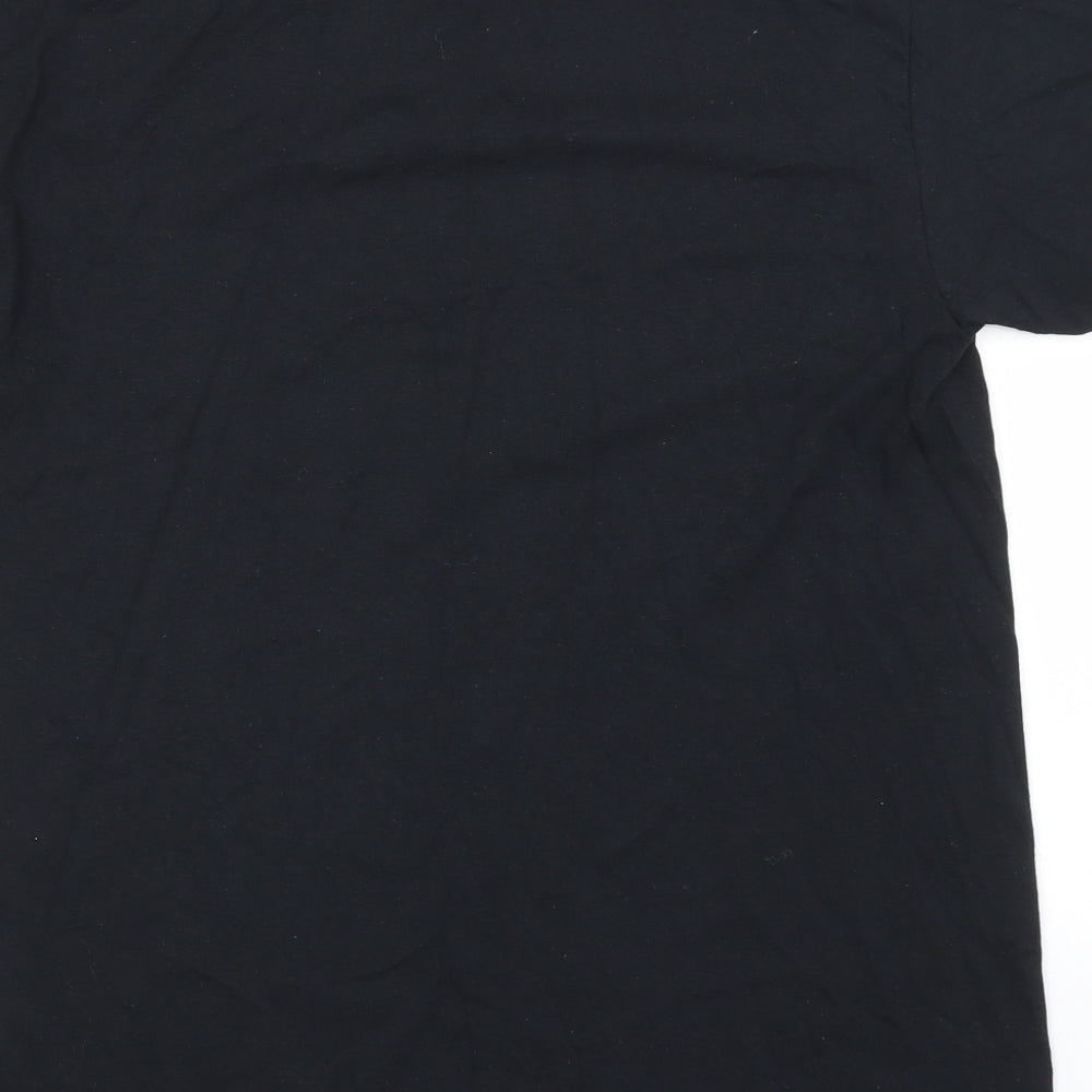 Gildan Mens Black  Cotton  T-Shirt Size M Round Neck