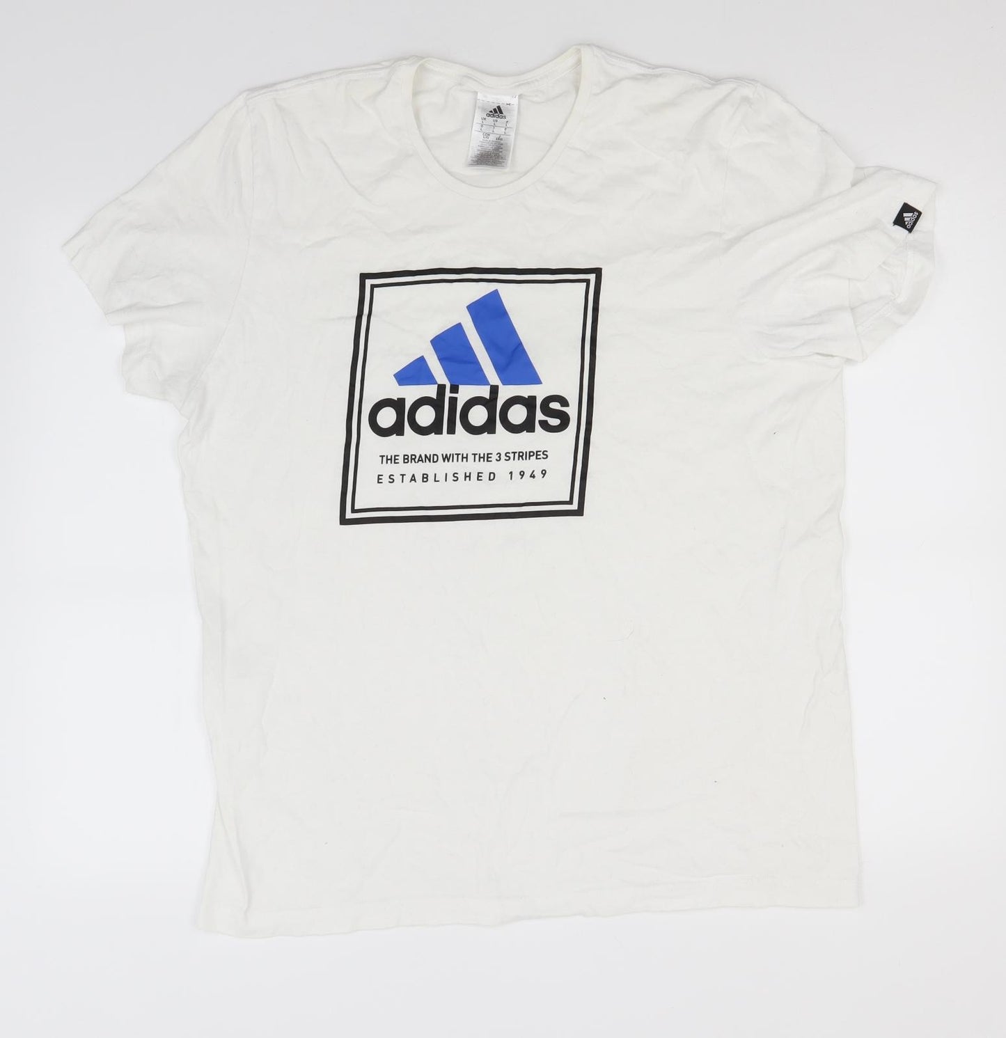adidas Mens White  Cotton  T-Shirt Size L Roll Neck