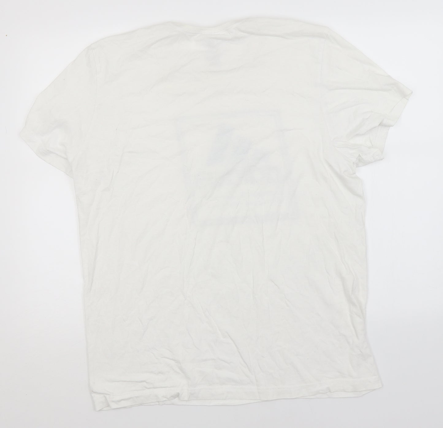 adidas Mens White  Cotton  T-Shirt Size L Roll Neck